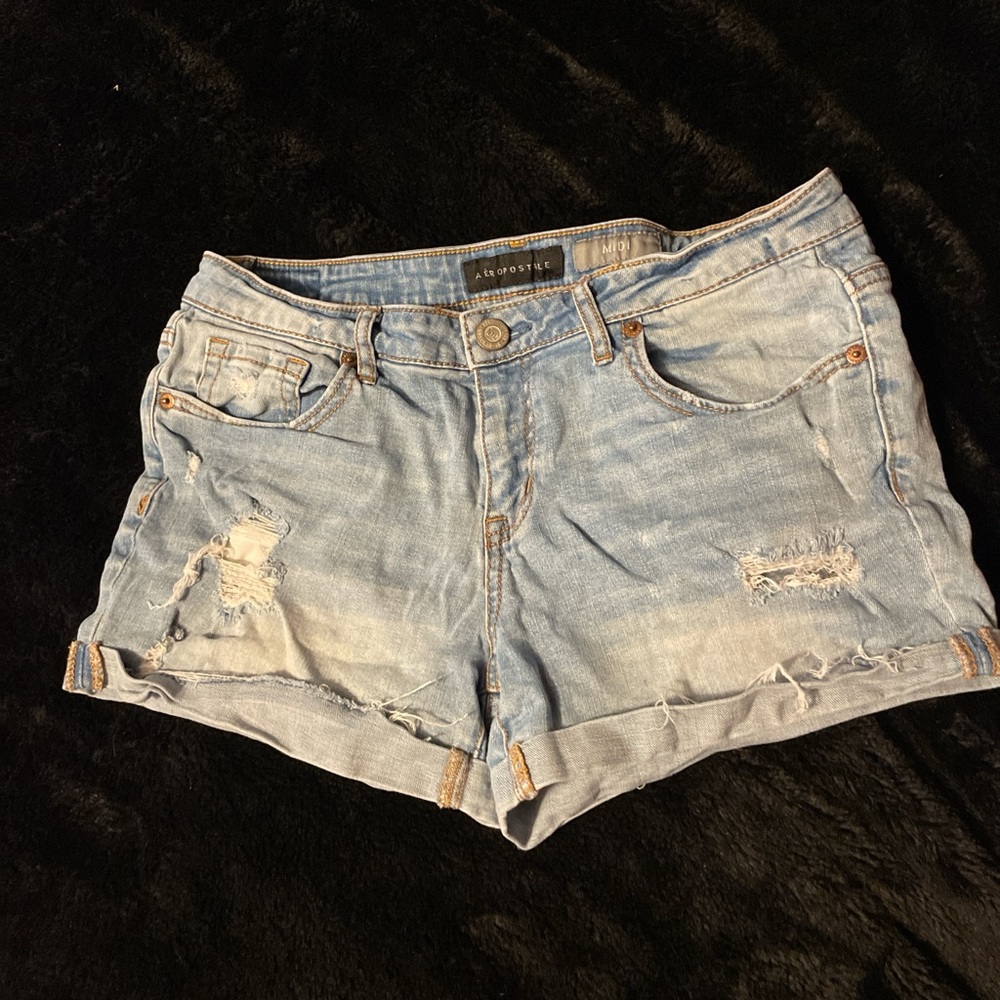 Aeropostale Women's Distressed Blue Jean Shorts